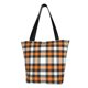 thumbnail image 1 of Fotbe Orange Plaid Bolsa de Playa con Estampado, Bolsa de Hombro, Bolsa de Mano Espaciosa, Bolsa de Viaje Ligera, Bolsa de Compras Versátil, 1 of 6