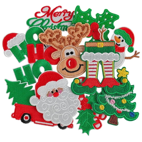 Parches navideños bordados termoadhesivos de 10 piezas de WILDREEDS