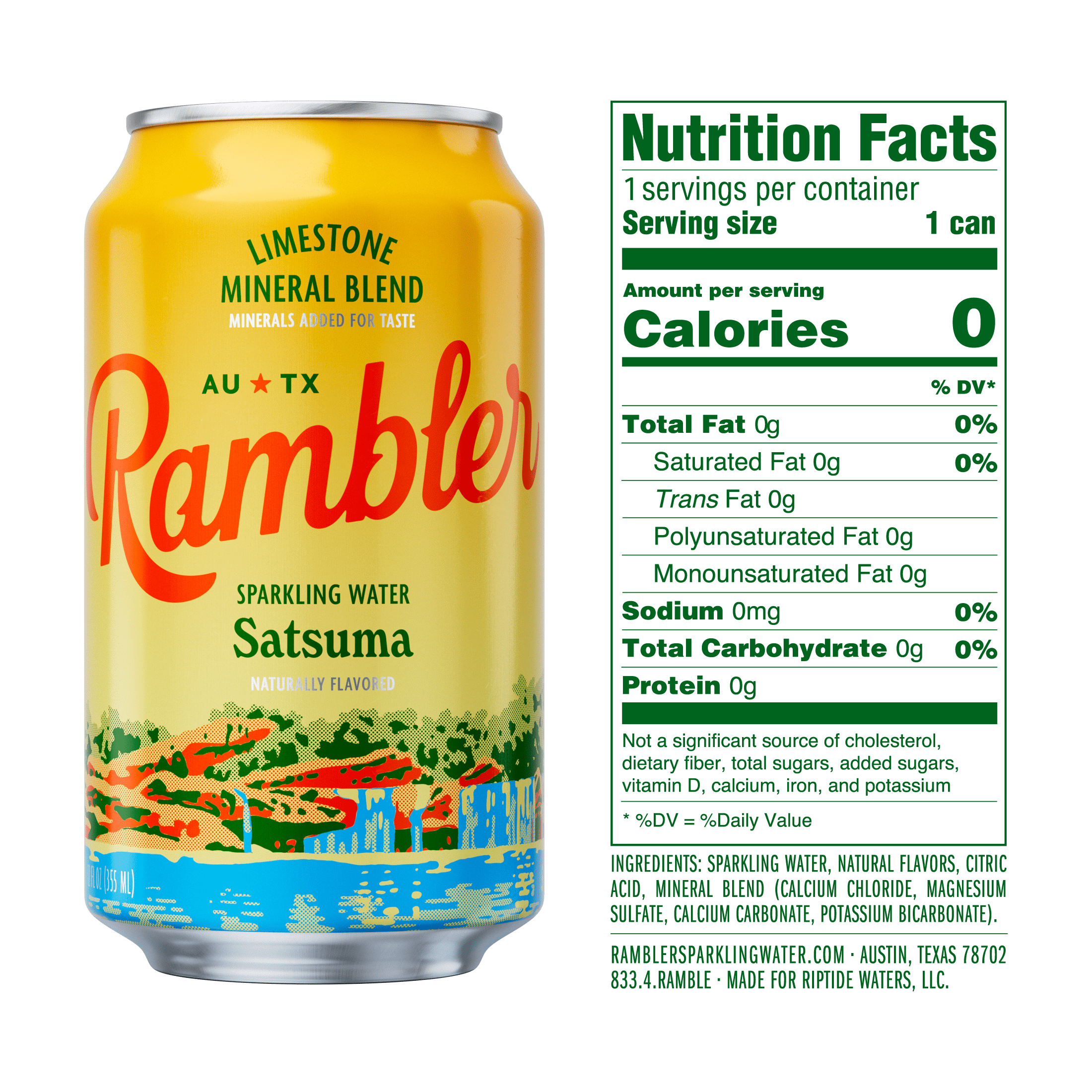 Rambler Sparkling Water Satsuma 8pk Cans