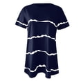 thumbnail image 5 of Summer Saving Wycnly Womens Shirts Plus Size Classic Breathable Loose Pullover Tops Summer Short Sleeve Crewneck Ladies Striped Print Tops and Blouses Navy XXXL, 5 of 6