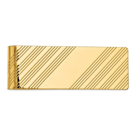 Yellow Gold Carved Money Clip - 14K Yellow Gold Polished Engravable Money Clip