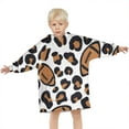 thumbnail image 3 of Brown Footballs with Leopard Spots Pattern Blanket Hoodies for Kids 6-13YR Oversize Wearable Blanket Hoodies for Boys Girls Teens, 3 of 7