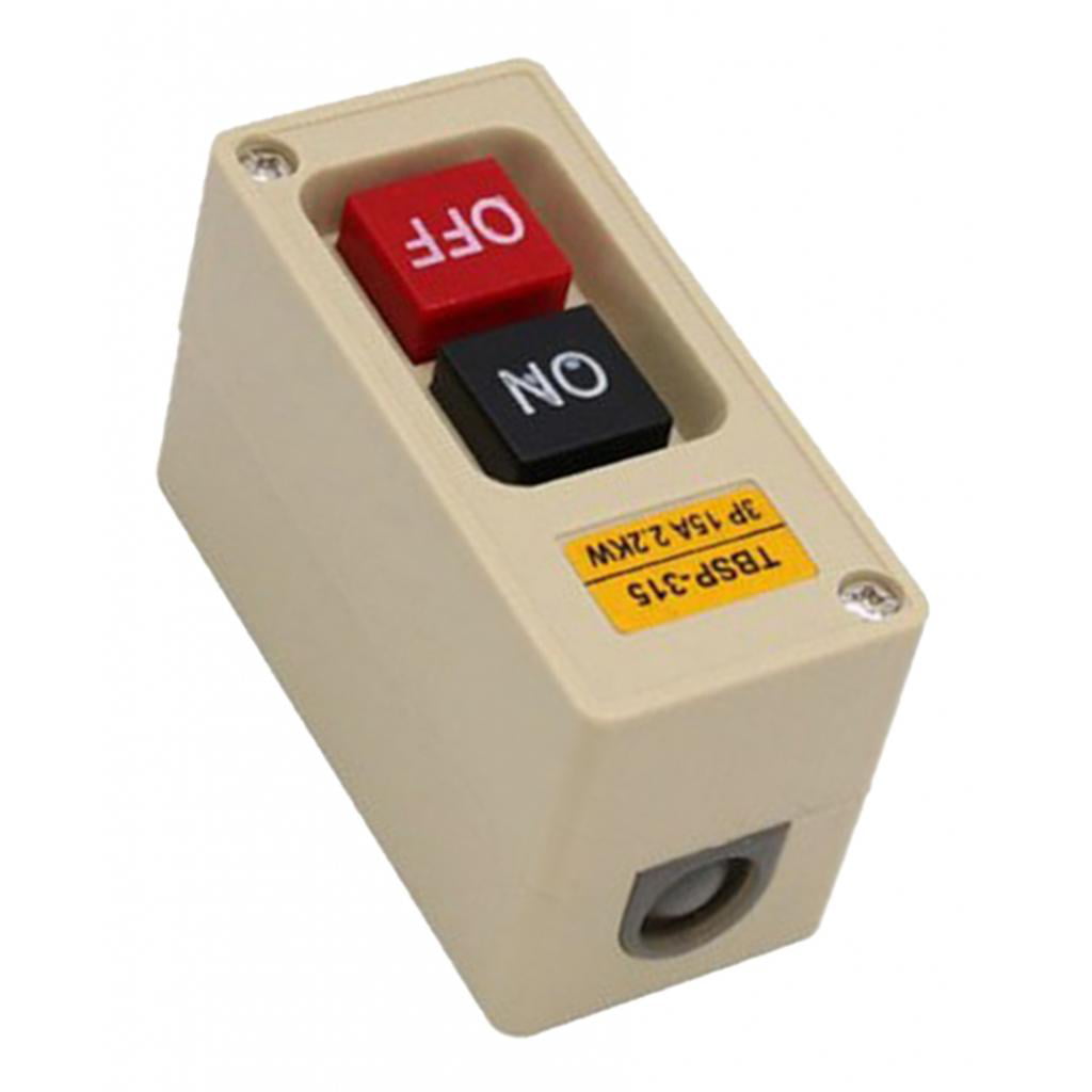 1pc Plastic Case TBSP-315 Push Button Power Switch 3P 15A 2.2KW On-Off Lock Tend 