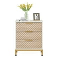 thumbnail image 4 of Resenkos Night Stands for Bedrooms, White and Gold Light Wood Grain Nightstands with 3 Drawers Bedside End Tables Storage for Living Room, 4 of 7