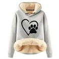 thumbnail image 2 of Womens Heart Print Hoodies Plus Size Warm Fleece Lined Sherpa Pullover Funny Y2k Sweater Long Sleeve Hooded Tops,Womens Sherpa Lined Hoodies, 2 of 5