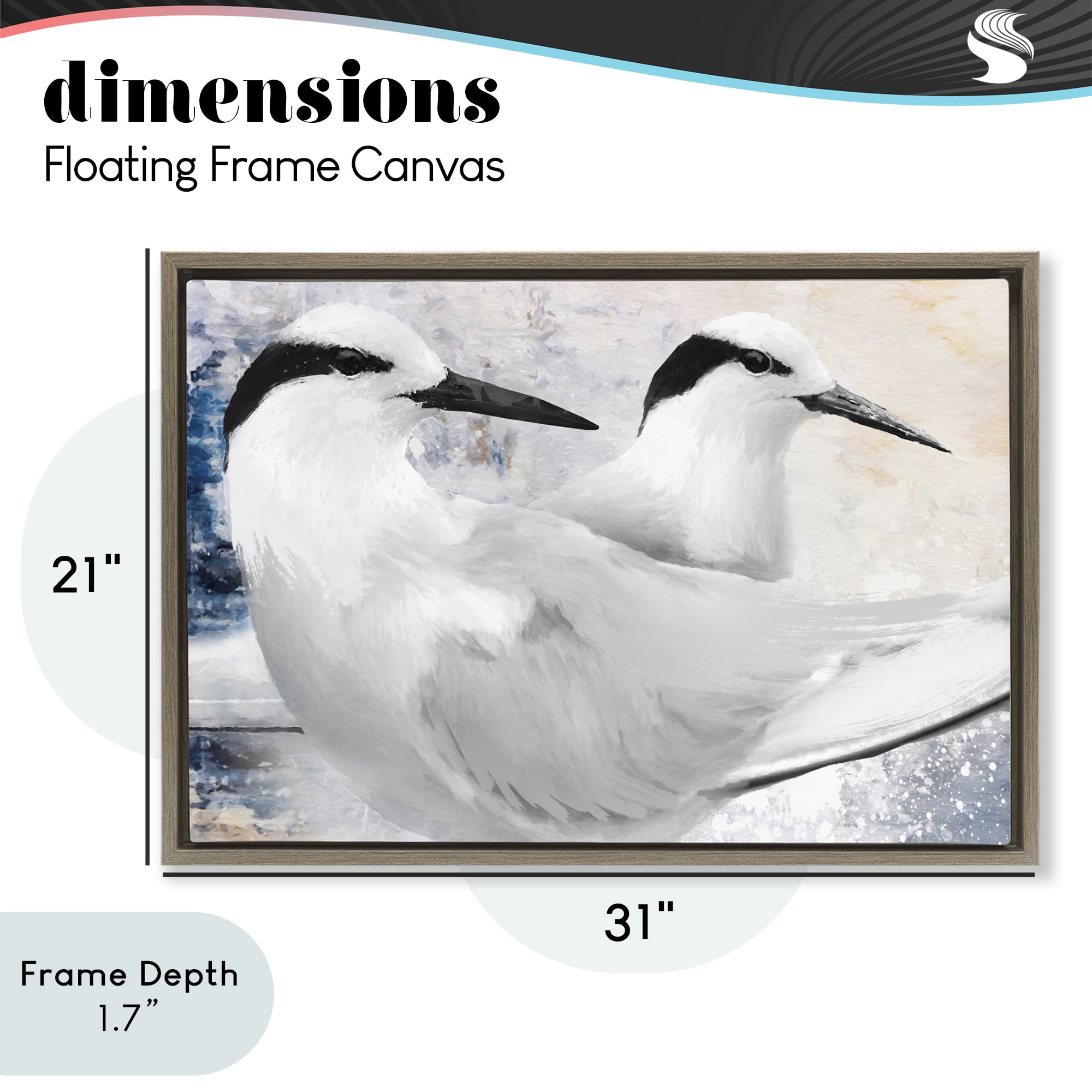 Stupell Industries Black Naped Tern Brown Framed Floater Canvas Wall Art, design by Porter Hastings
