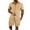 Brown, variant on Men Textured Casual Short Sets Solid Short Sleeve Pocket Button Down Shirt Elastic Shorts 2 Piece Outfits Tracksuit