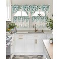 thumbnail image 4 of Teal Green Eucalyptus Swag Curtains for Living Room/Bedroom Windows, Farmhouse Weeping Leaves Linen Kitchen Curtains and Valances Set 36 Inch Length, Light Filtering Swags Valance Curtain Panels, 4 of 5