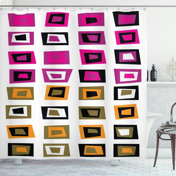Ambesonne Retro Shower Curtain, Abstract Squares 60s, 69"Wx75"L, Multicolor