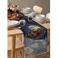 thumbnail image 6 of Christmas Burlap-Cotton Table Runner 90 Inches Long,Blue Xmas Tree Santa Elk Moon Night Farmhouse Table Runners,Outdoor Dining Tablecloths Decor for Baby Shower/Party/Wedding 13x90, 6 of 9