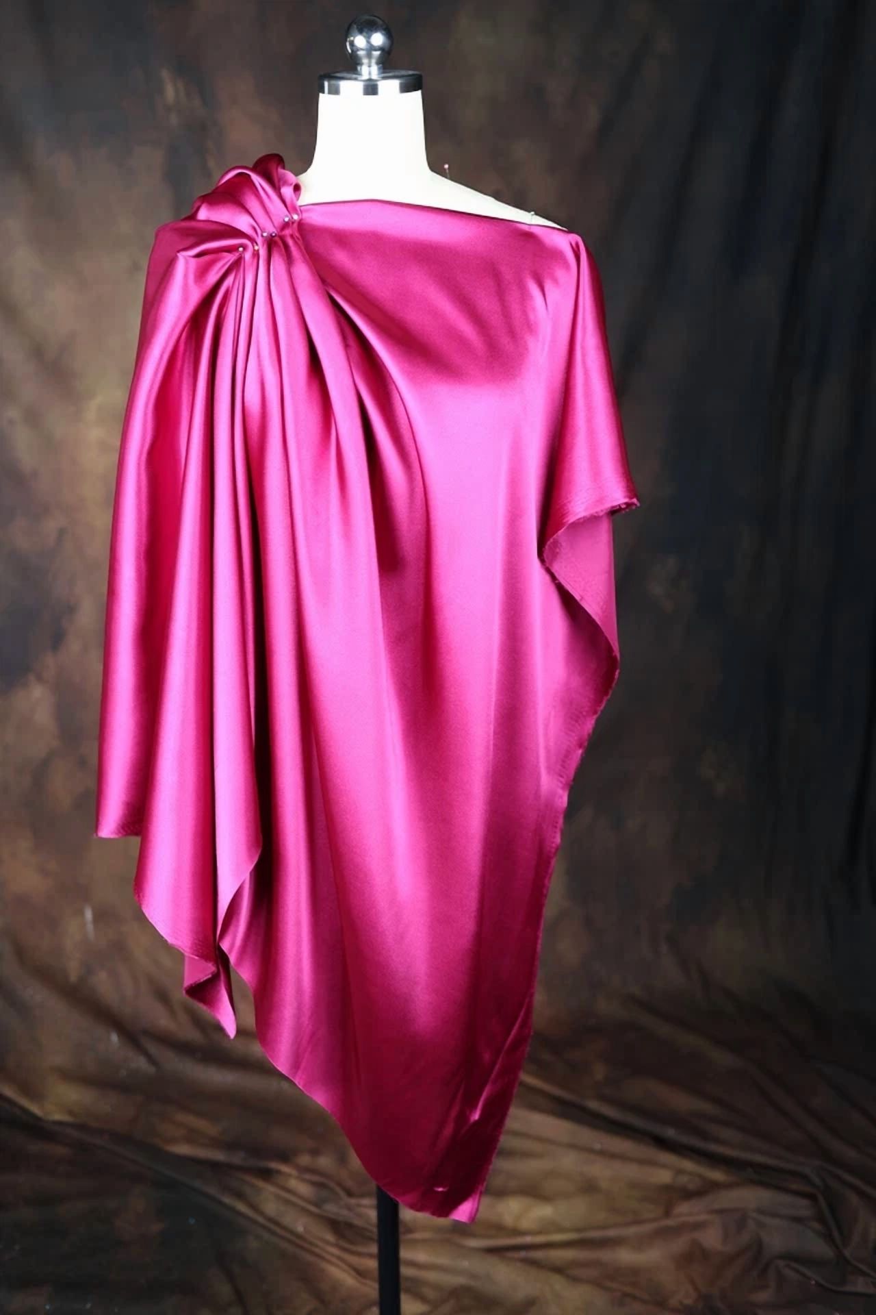 BUTTERFLY- Magenta Satin Charmeuse Fabric By The Yard 1281