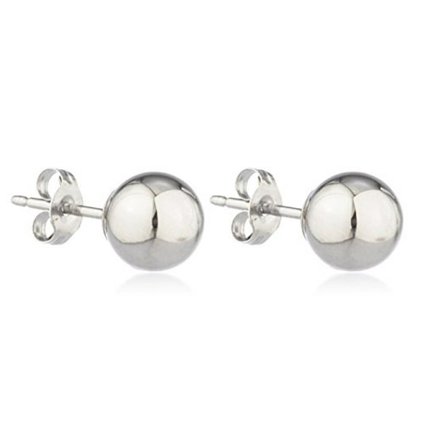 Real 14k White Gold Ball Earring Studs with 14k Push Backs -2mm to 10mm ...