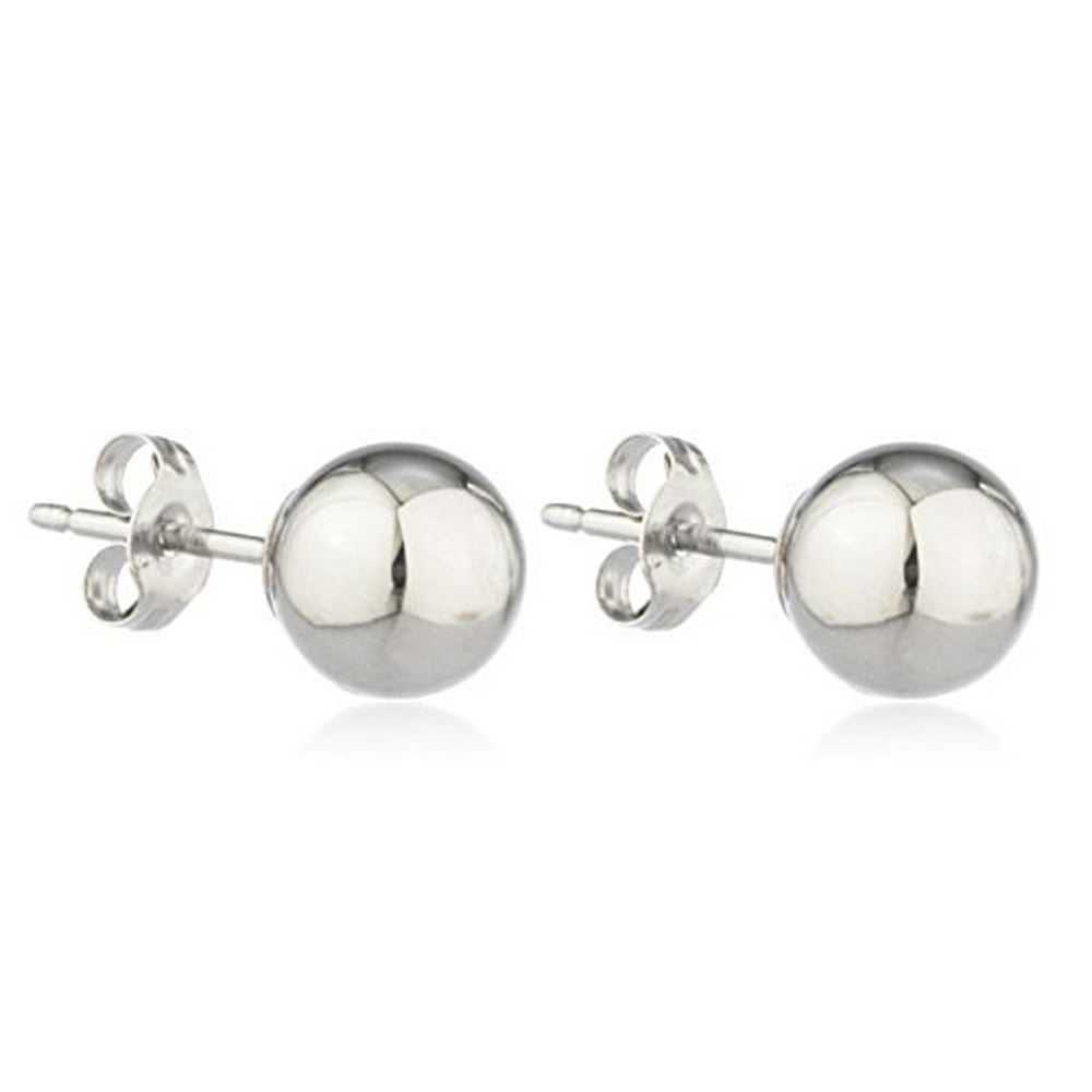 Ultimate Collection Real 14k White Gold Ball Earring Studs with 14k