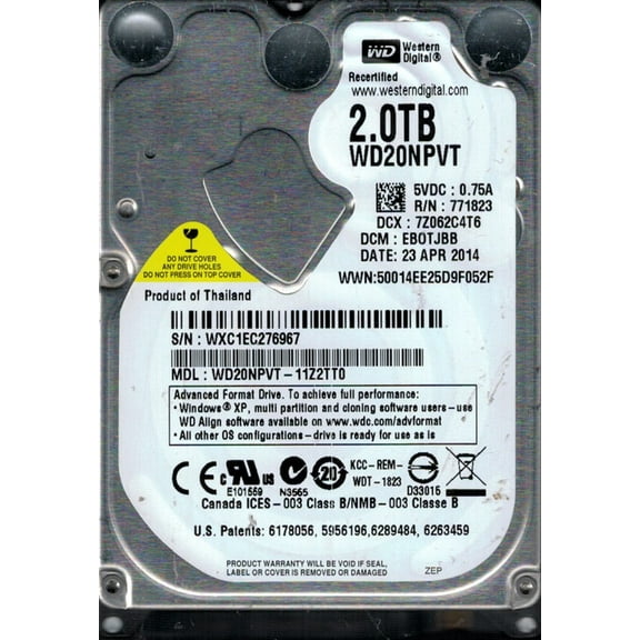 Western Digital WD20NPVT-11Z2TT0 2TB DCM: EBOTJBB