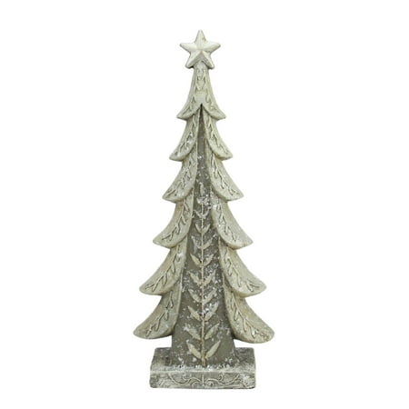 17.5" Vintage Inspired Distressed Cream and Taupe Christmas Tree Table Top Decoration - Walmart.com