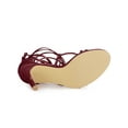 thumbnail image 5 of BLISSFUL STEP Women Strappy Straps Lace Up Stiletto Heel Sandals Burgundy 10, 5 of 7