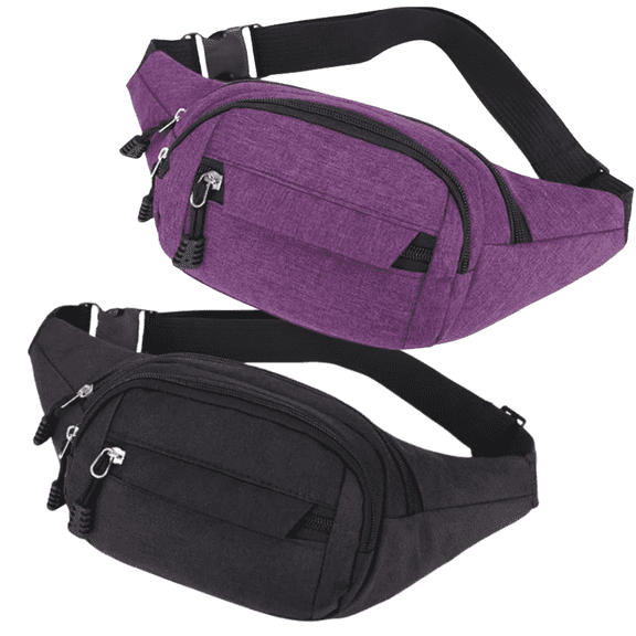 2Pcs Fanny Pack Waist Bag: Small Cross body Bum Bag with Extended Belt Hip Pouch for Jogging Hiking Waking Traveling
