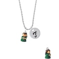 thumbnail image 2 of Delight Jewelry Resin Green Angel Holding Candy Cane Silvertone Script Initial Disc - F - Charm Necklace, 20"+3", 2 of 4