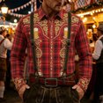 thumbnail image 2 of Red Happy Gift Oktoberfest Tshirts for Man Summer Fall Long Sleeve Collared Turtle Neck Graphic Tops Shirts Man Button 2026 Trendy 3XL, 2 of 5