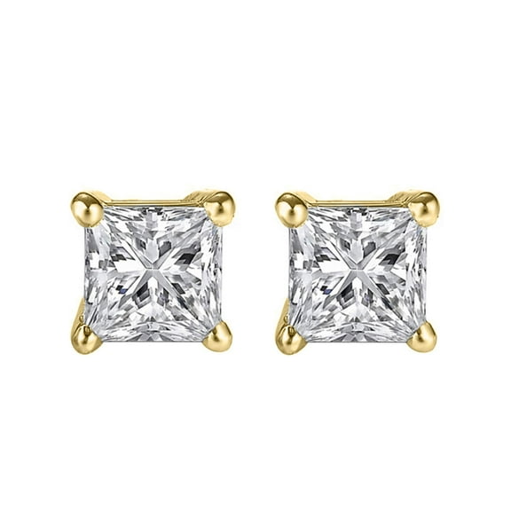 Precious Stars 14K Yellow Gold Cubic Zirconia 5-mm Princess-cut Screwback Earring Studs