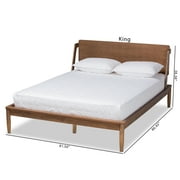 Baxton Studio Sadler Queen Size Mid-Century Modern Wood Platform Bed, Ash Walnut