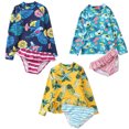 thumbnail image 4 of URMAGIC 1-10Y Kids Girl Long Sleeve Hawaii Jungle Rashgurad Stripe Bikini Two Piece Swimsuit, 4 of 4