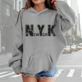 thumbnail image 2 of Girls Hoodies City Name Letter Print Grey Hoodies Casual Long Sleeve Hoodie Sweatershirt Pullover Winter Clothes 11-12 Years Old Girl Clothes, 2 of 5