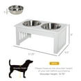 thumbnail image 3 of 6" Height Small Puppy Dog Feeding Station for Messy Pets, Stainless Steel Elevated Dog Bowls with Modern Wooden Frame, Stand Pet Feeding Station, White, 3 of 7