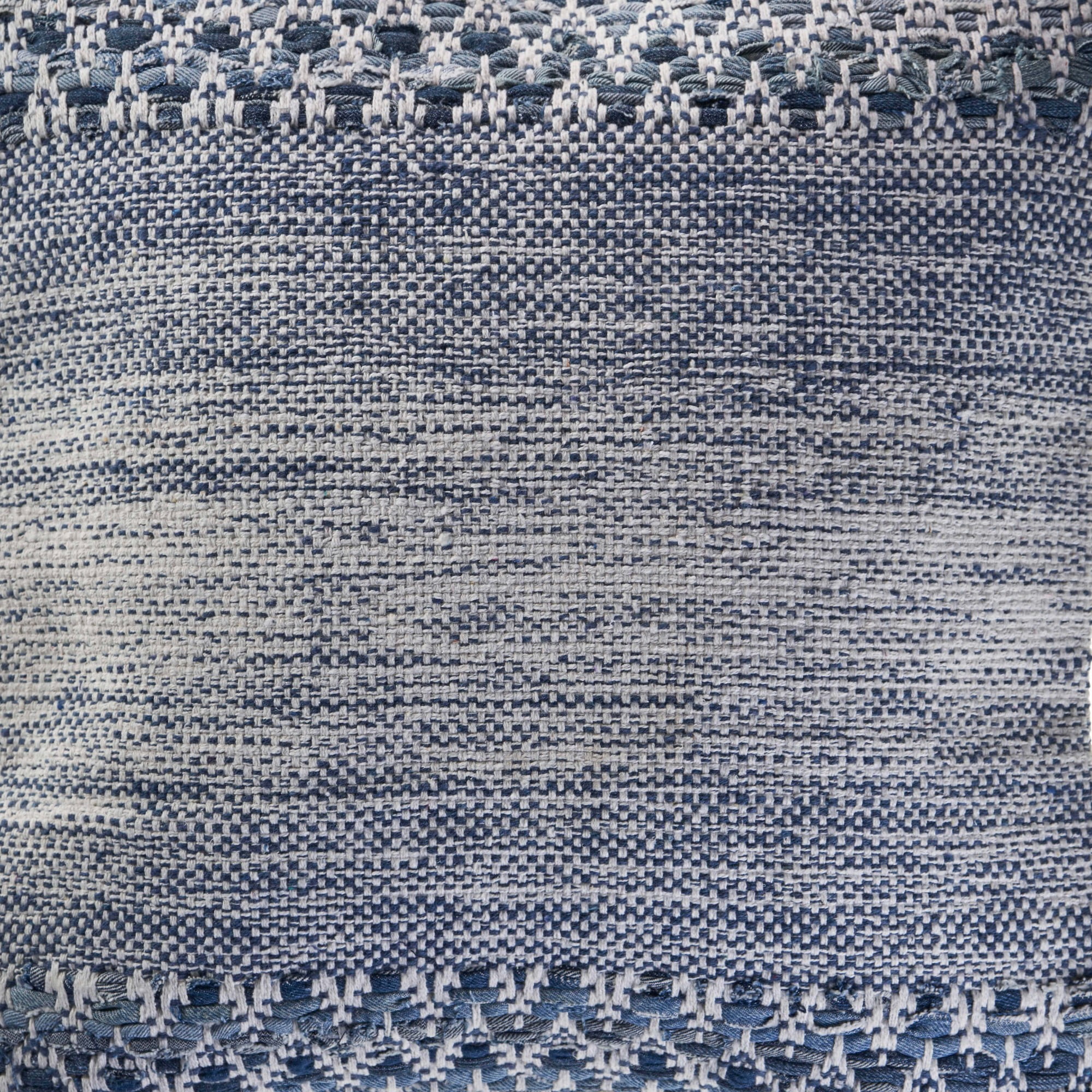 Laddha Home Designs Handwoven Geometric Throw Pillow Cover - 20" - Blue and White