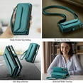 thumbnail image 5 of ShellTech Compatible with Samsung Galaxy Z Fold 7 Crossbody Wallet Case with RFID Blocking Zipper Card Holder & Pen Holder Slot Soft PU Leather Wrist Strap Lanyard Zipper Pocket Purse,Green, 5 of 12