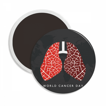 

Logo Lung Pattern World Cancer Day Round Ceracs Fridge Magnet Keepsake Decoration