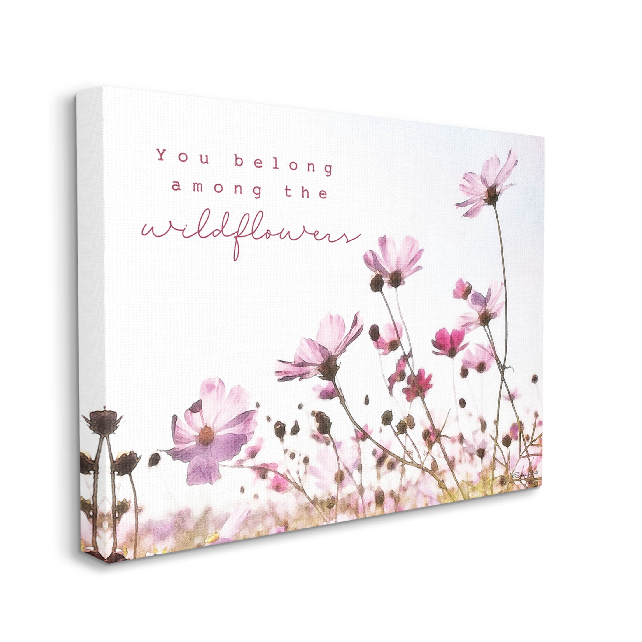 Stupell Industries You Belong Among Wildflowers Phrase Graphic Art Gallery Wrapped Canvas Print Wall Art, Design by Susan Ball