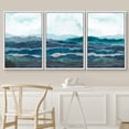 thumbnail image 3 of IDEA4WALL Framed Canvas Print Wall Art Set of 3 Vibrant Teal Mountain Range Horizon Abstract Modern Art Decor Nature Wilderness Geometric Artwork Nordic Zen for Rooms - White 24"x36"x3, 3 of 5