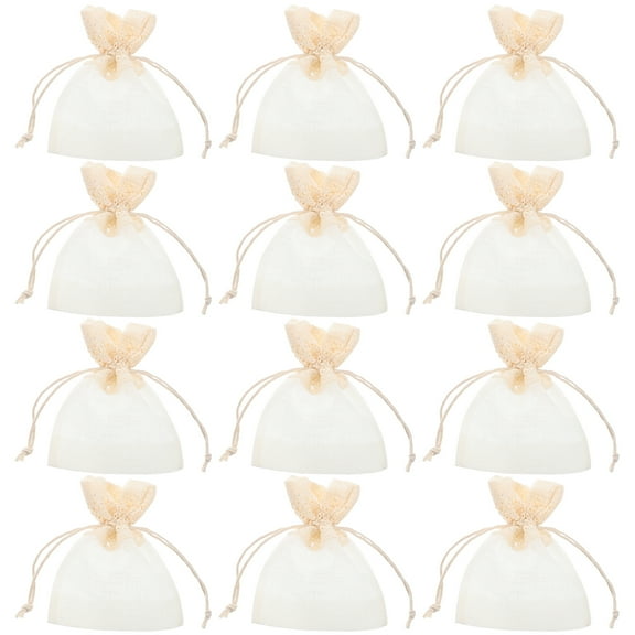 Masteelf 12 Pcs Muslin Bags Drawstring Cotton Jewelry Pouches Empty Sachets Embroidery Lace Candy Bags Treat Favor Bags For Christmas Wedding Birthday