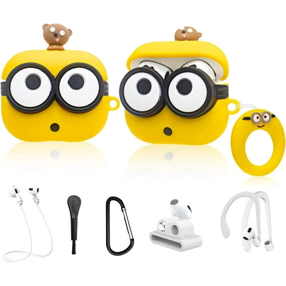 Cute Anime Big Eyes Bob Airpods 3rd generation(2021)Case, 7 in 1 Airpods 3 Silicone Accessories Protective Cover, 3D Fashion Fun Cartoon Character Design Airpods Skin for Girls Women Kids Teens