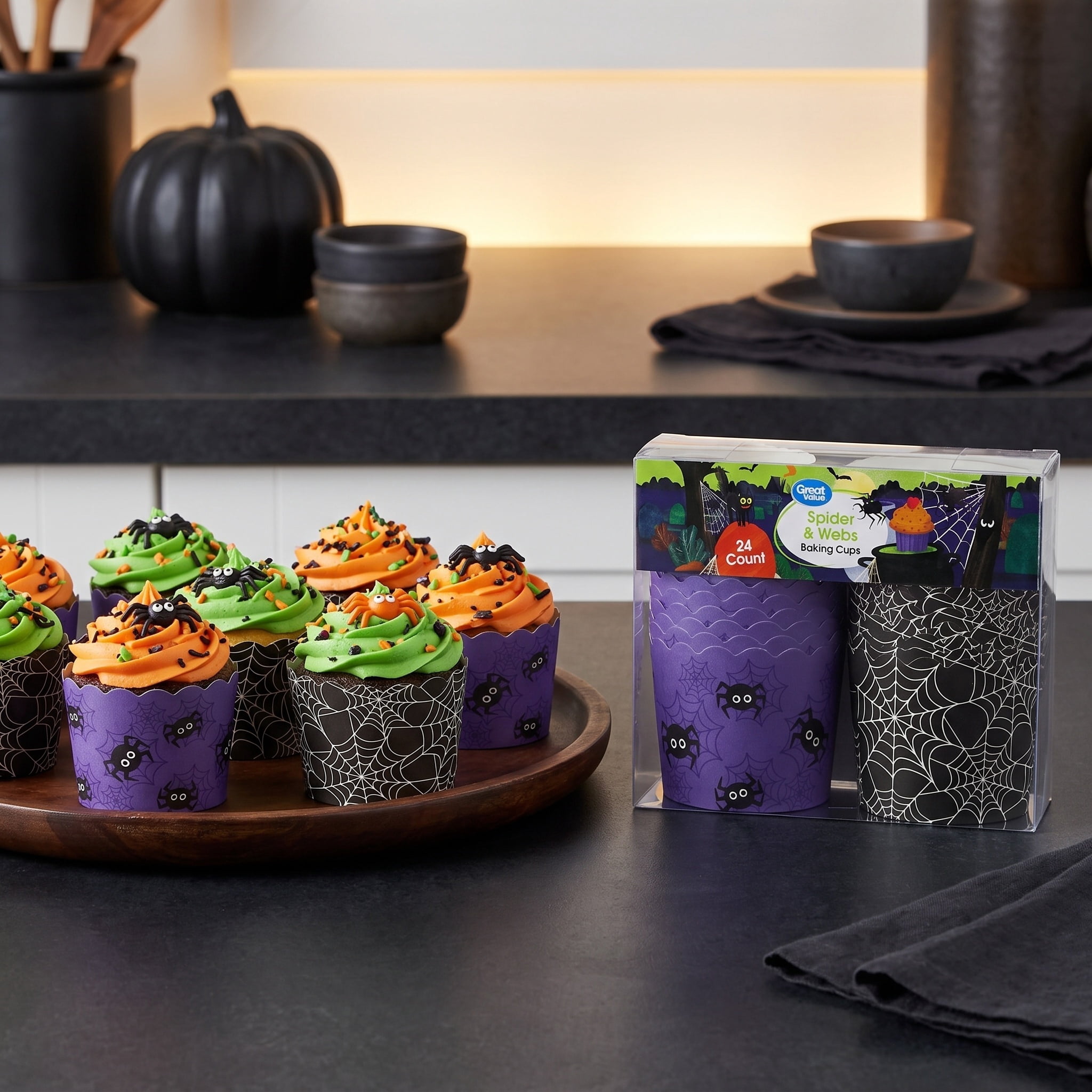 Great Value Spider and Webs Baking Cups, 24 Count