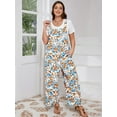 thumbnail image 2 of SHOWMALL Women’s Plus Jumpsuits Summer Boho Casual Wide Leg Overalls Blue Yellow Inks 4X Floral Print Baggy Rompers with Pocket, 2 of 7