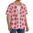thumbnail image 4 of Xecao offers the Hand Drawn Strawberry for Men's Casual Short-sleeved Shirt, a button-up collared shirt with a pocket, perfect for beach vacations and yacht travel in the Medium size., 4 of 7