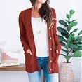 thumbnail image 1 of Cardigan Sweaters for Women Womens Long Sleeve Cable Knit Cardigan Sweaters Open Front Solid Fall Outwear with Pockets, 1 of 9