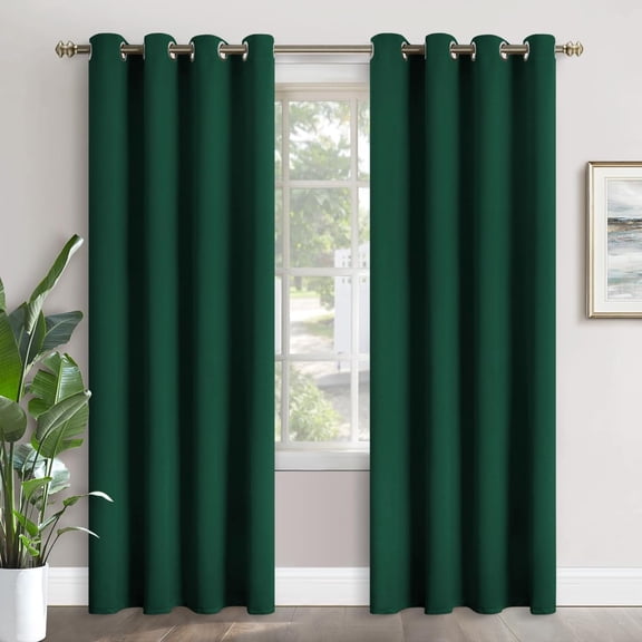 LKIFFA-Emerald Green Blackout Curtains 84 Inch Length for Living Room - Thermal Insulated with Grommet Room Darkening Window Treatments for Bedroom Dining, 2 Panels, 52 x 84 Inch