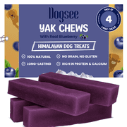 Dogsee Yak Cheese Chews Large Dogs Blueberry Dental Care Rawhide Free 4 Bars