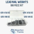 thumbnail image 2 of Reaction Tackle Poids de Plomb pour Clous - Assortiment de 100 Pcs - 25 de Chaque Taille, 2 of 4