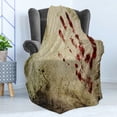 thumbnail image 4 of Horror House Soft Flannel Fleece Throw Blanket, Grunge Dirty Wall Bloody Hand Print Murky Palm Trace Victim Violence, Cozy Plush for Indoor and Outdoor Use, 70" x 90", Red Beige, by Ambesonne, 4 of 5