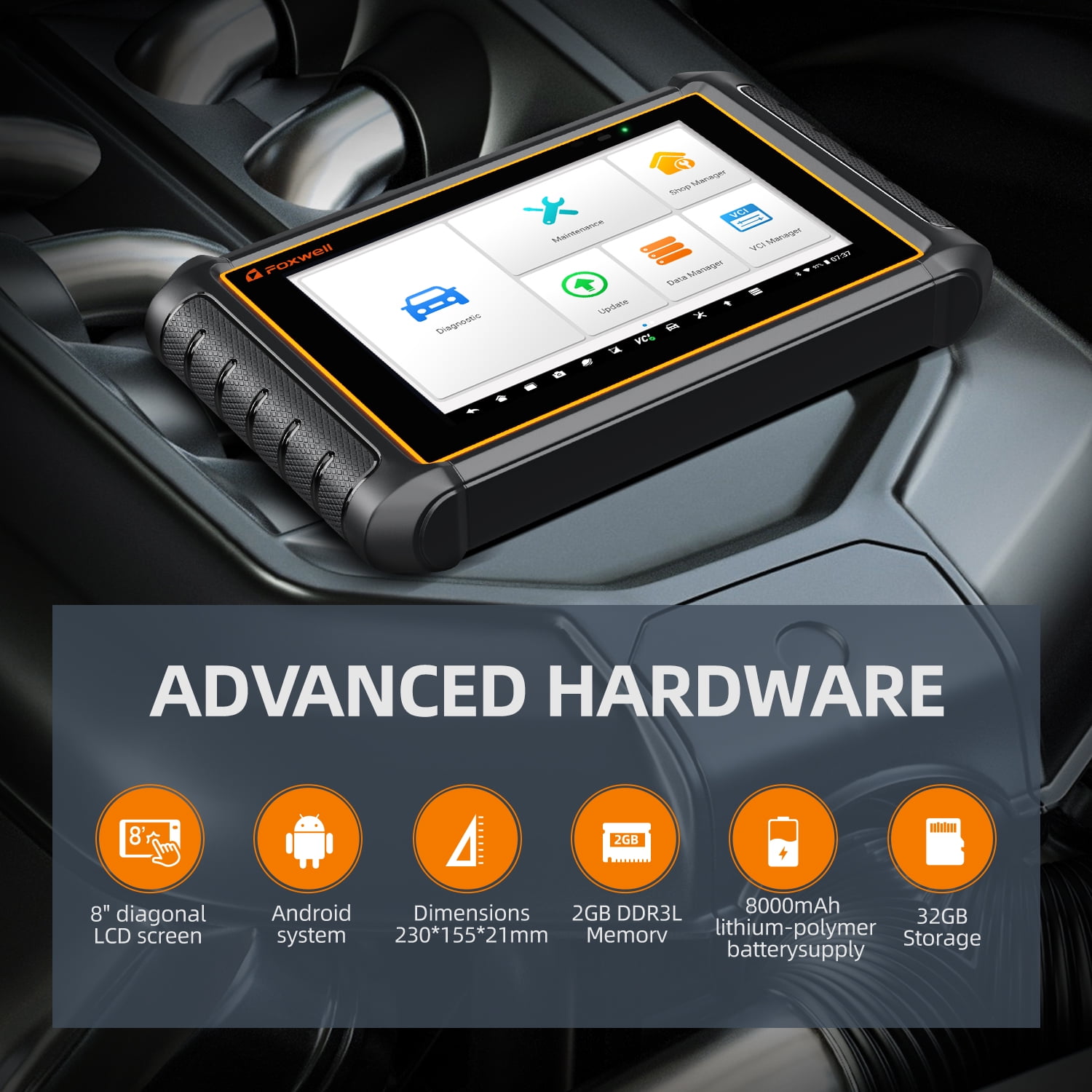 FOXWELL GT65 Automotive Diagnostic Tool Scan Full Systems ECU Co-ding Active Test Bi-directional Control OBD2 Scanner Car Scanner 24+ Reset Services Automotive Code Reader OBDII Scan Tool