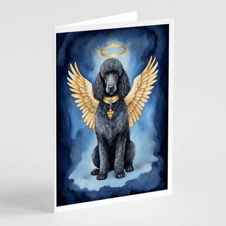 Black Poodle My Angel Greeting Cards Pack of 8 7 in x 5 in