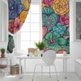 thumbnail image 5 of Colorful Abstract Floral Blackout Curtains for Bedroom, Farmhouse Vintage Flowers Boho Thermal Insulated Kitchen Drapes with Grommets, Light Blocking Window Treatment, 2 Panels 42" x 84", 5 of 7