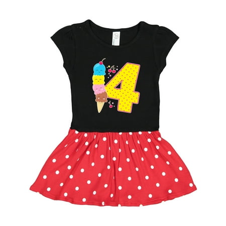 

Inktastic Ice Cream Fourth Birthday Pink Gift Toddler Girl Dress