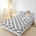 thumbnail image 4 of Homewish Cute Loves Pattern Bed Sheets,Abstract Graffiti King Sheets,White Black Sheet Set For Girls Kids,Ultra Soft Home Decor,4pcs, 4 of 7