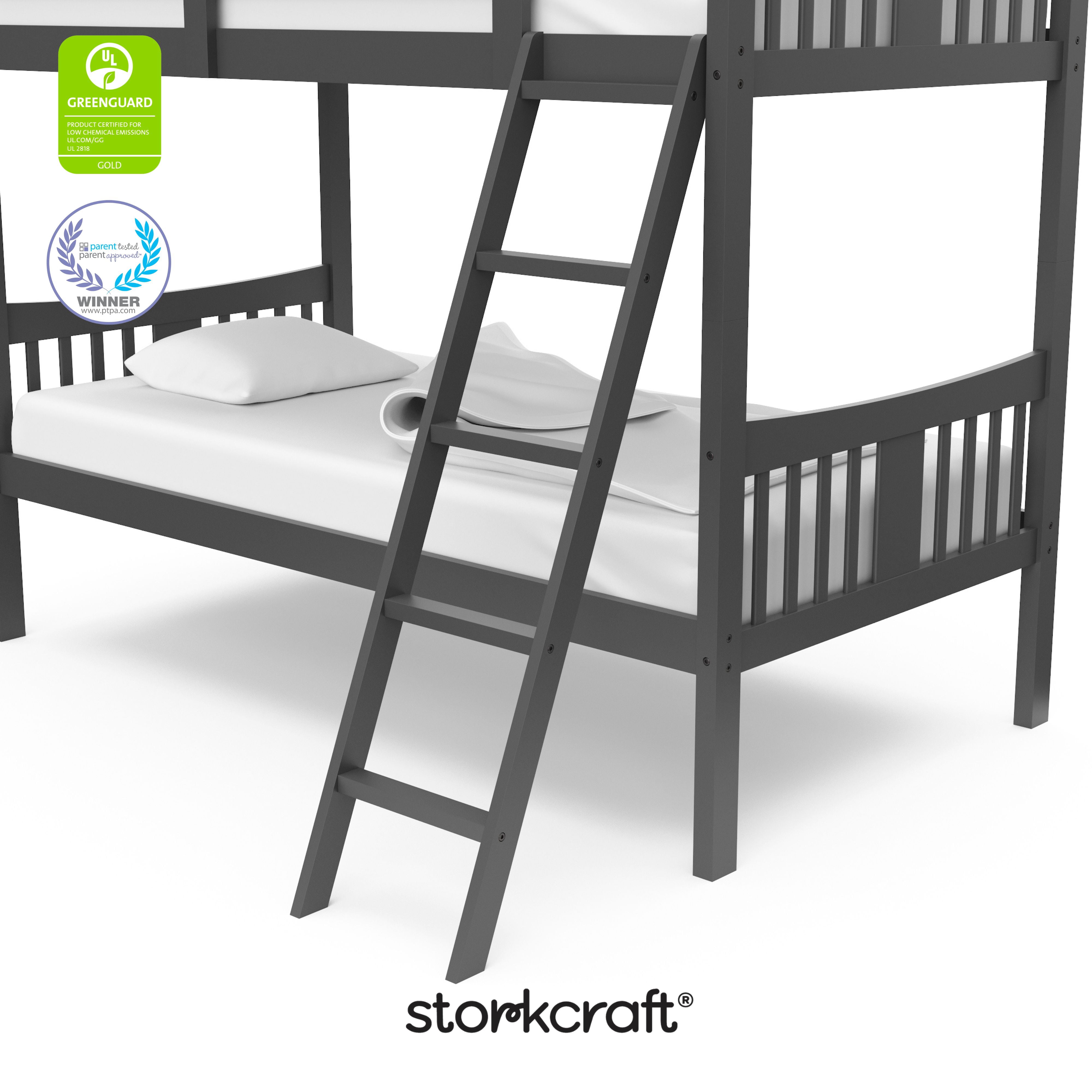 Storkcraft Caribou Twin over Twin Bunk Bed, Gray