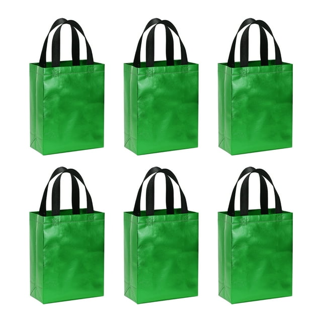 Bolsas de regalo Uxcell Verde oscuro con recubrimiento láser, 6pcs Bolsas reutilizables, 8" x 4" x 10"